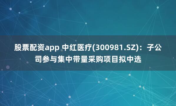 股票配资app 中红医疗(300981.SZ)：子公司参与集中带量采购项目拟中选
